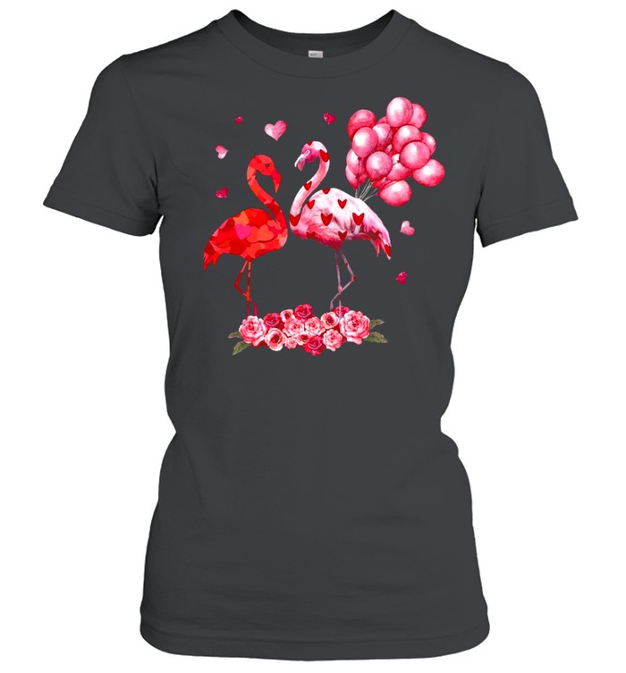 Heart Flamingo Happy Valentine’s 2021 shirt Classic Women's T-shirt