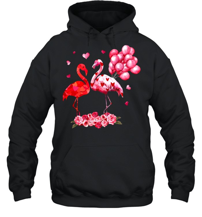 Heart Flamingo Happy Valentine’s 2021 shirt Unisex Hoodie