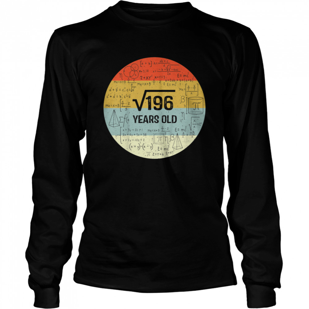 Square Root of 196 Retro 14 Years Old 14th Birthday shirt Long Sleeved T-shirt