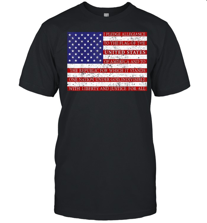 United States Pledge Allegiance To The Flag Text US Flag shirt