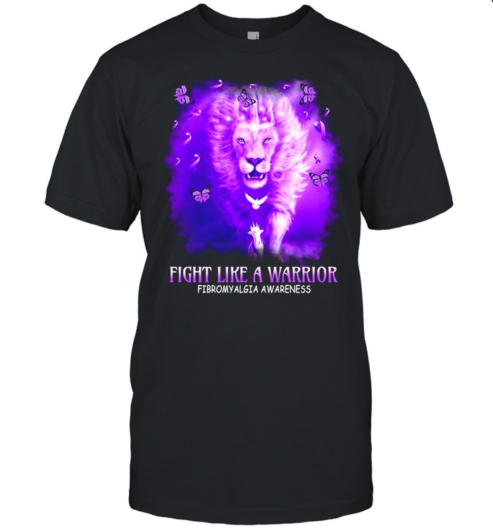 Lion Fight Like A Warrior Fibromyalgia Awareness T-shirt