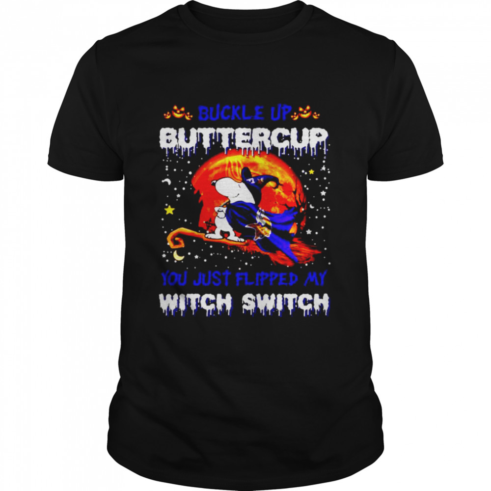 Snoopy Vikings buckle up buttercup you just flipped Halloween shirt
