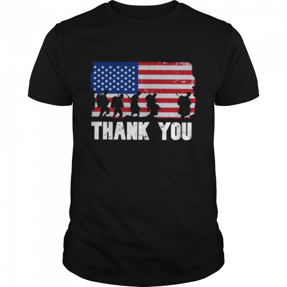 Patriotic American Flag Thank You Veterans Day T-Shirt
