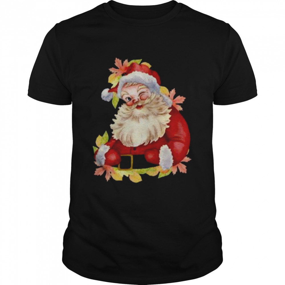 Christmas Cute Gift for Women Winking Funny Santa Fall shirt